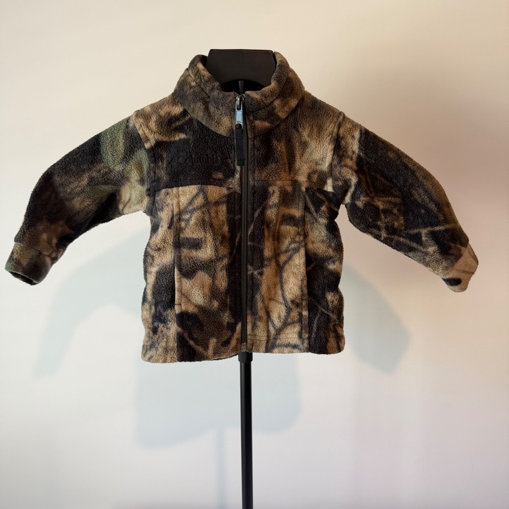 Columbia Infant Camo Fleece Jacket Full Zip Forest Camouflage Brown 18 Months